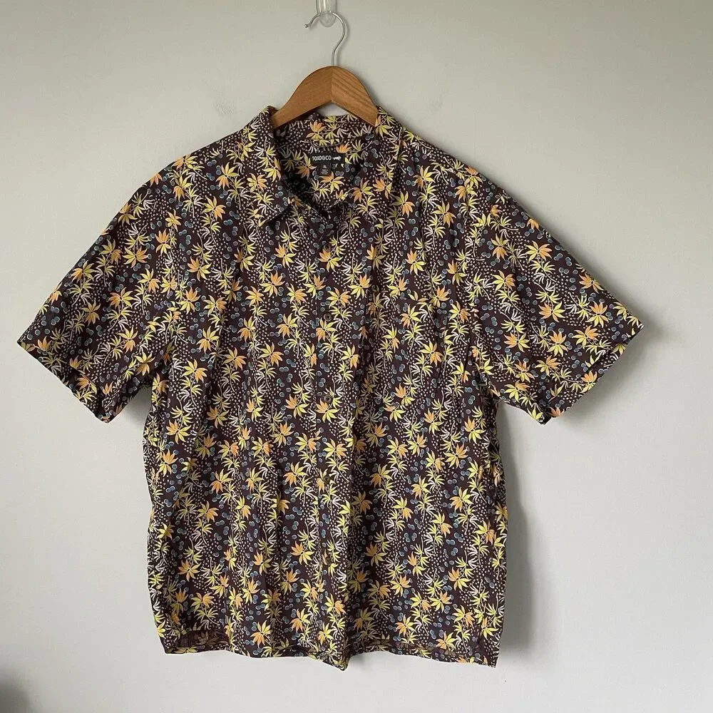 Toad&Co. Button Down Shirt Top Tropical Print Relaxed Fit Gorpcore Men's Size XL
